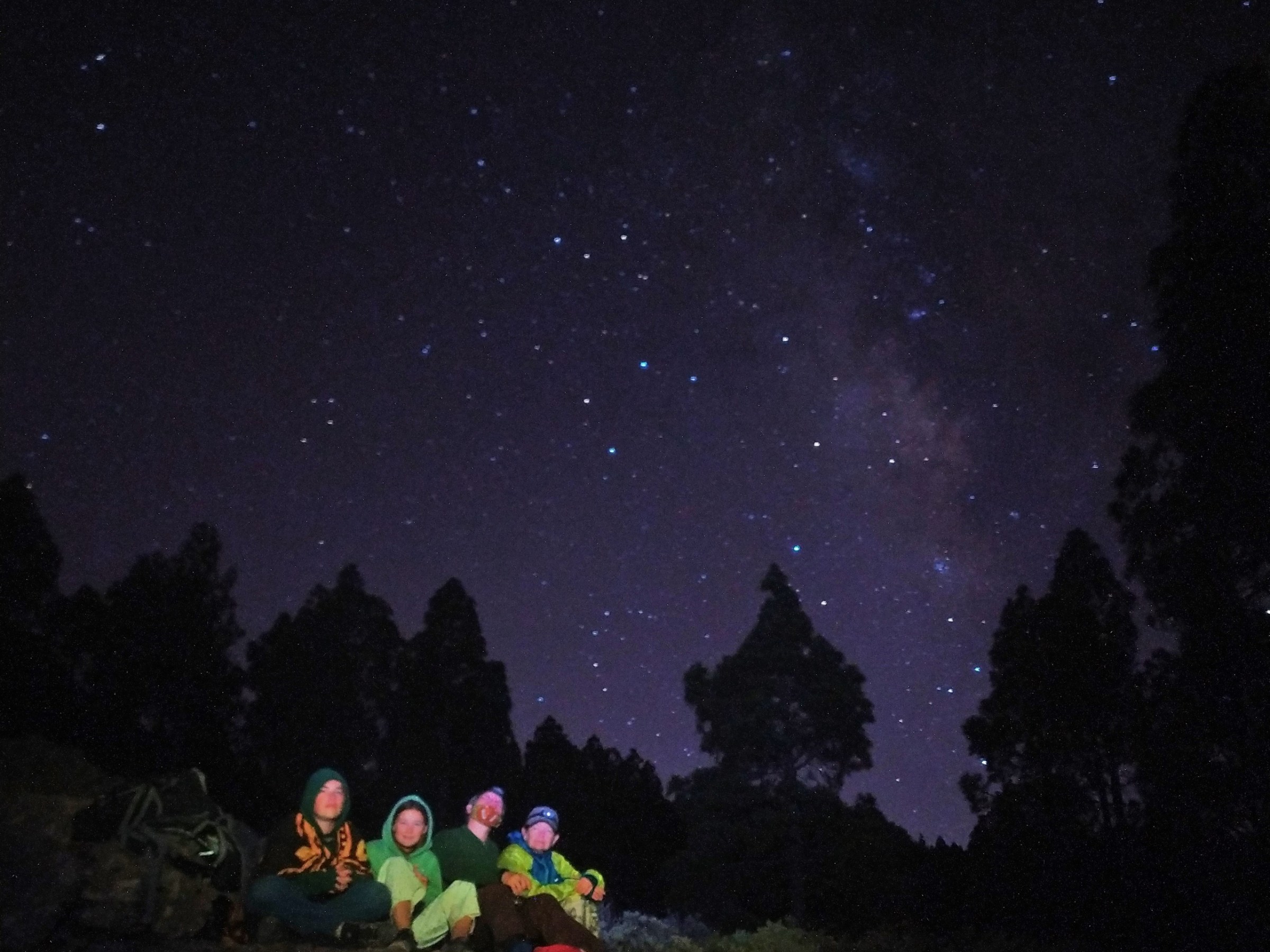 a group of people in star gazing