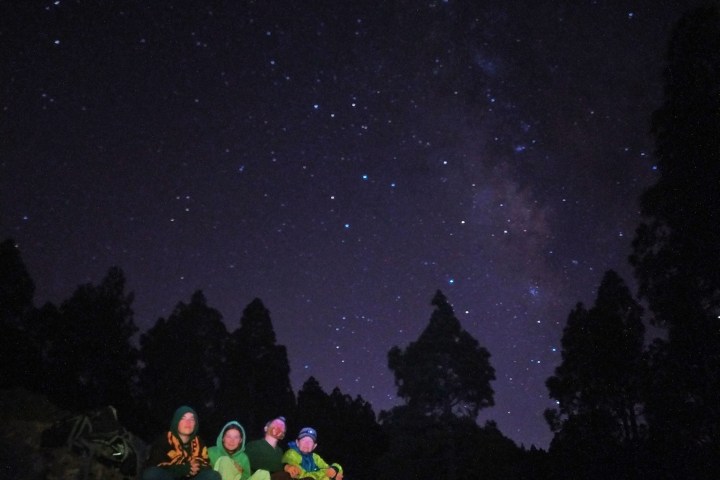 a group of people in star gazing
