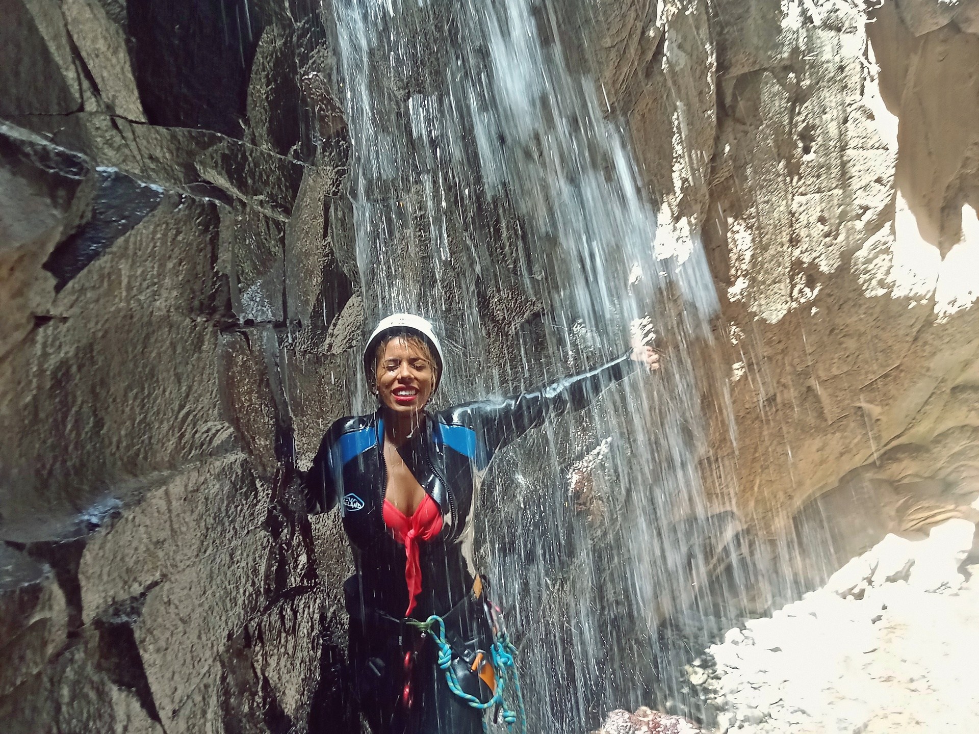a person canyoning