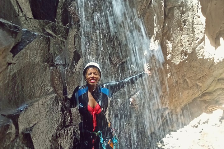 a person canyoning