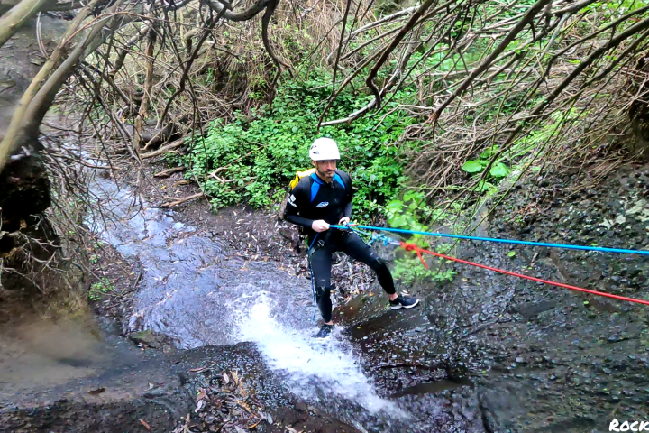 a person canyoning