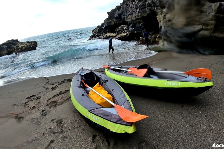 kayaks on the beach